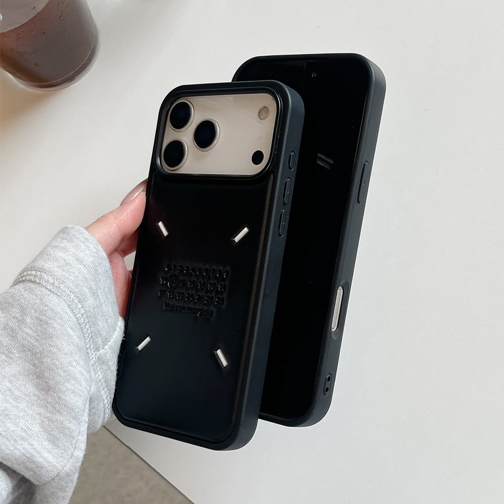 Maison Margiela 0-23 Tab Stitch-Embossed Leather iPhone Case