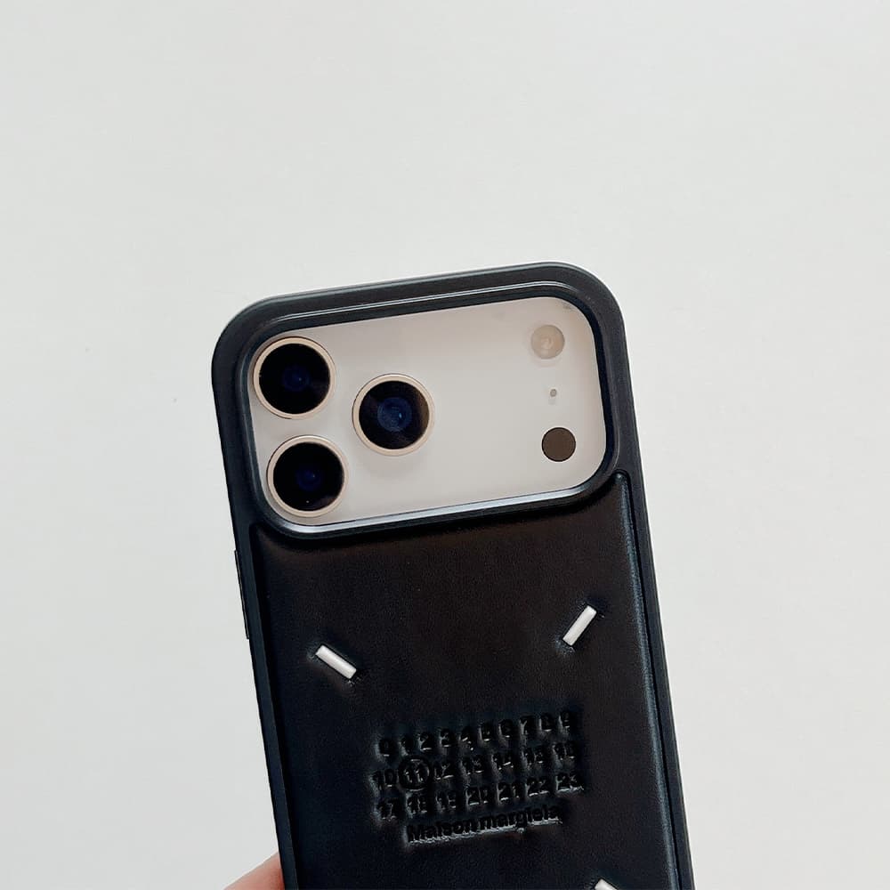 Maison Margiela 0-23 Tab Stitch-Embossed Leather iPhone Case