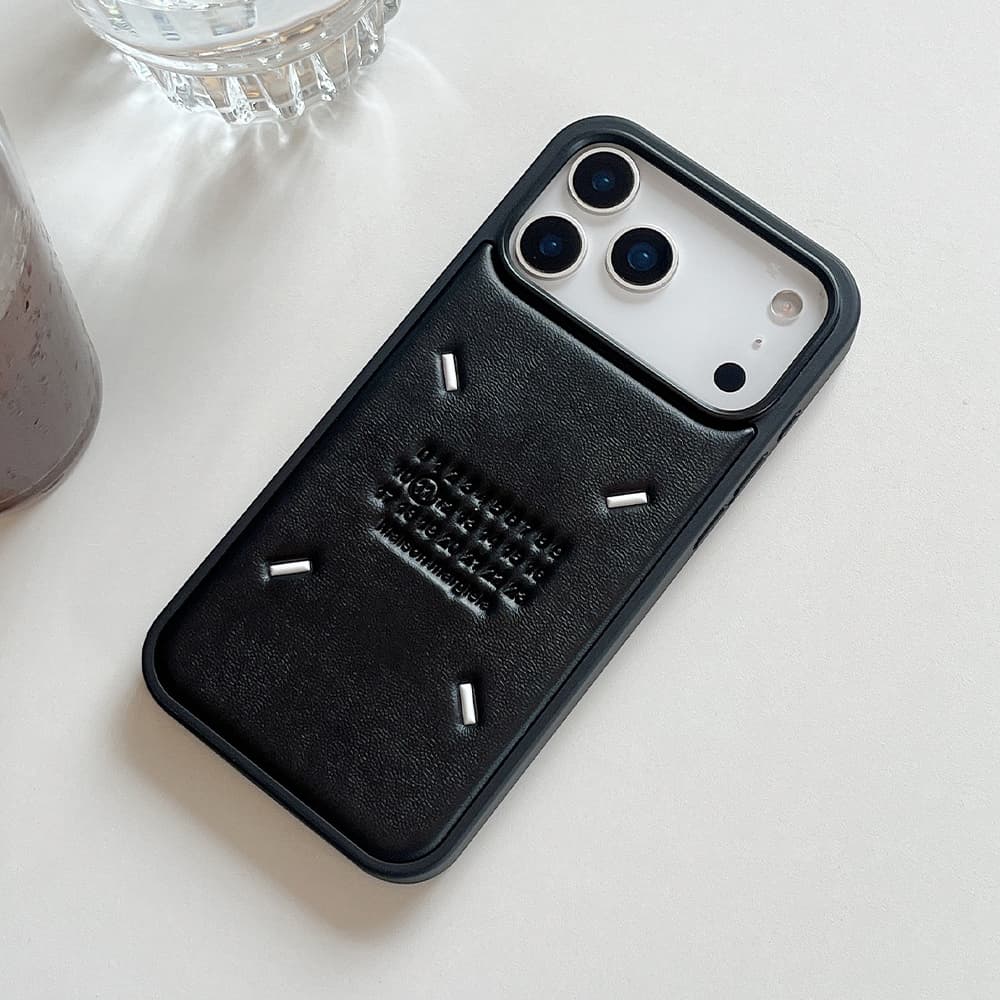 Maison Margiela 0-23 Tab Stitch-Embossed Leather iPhone Case