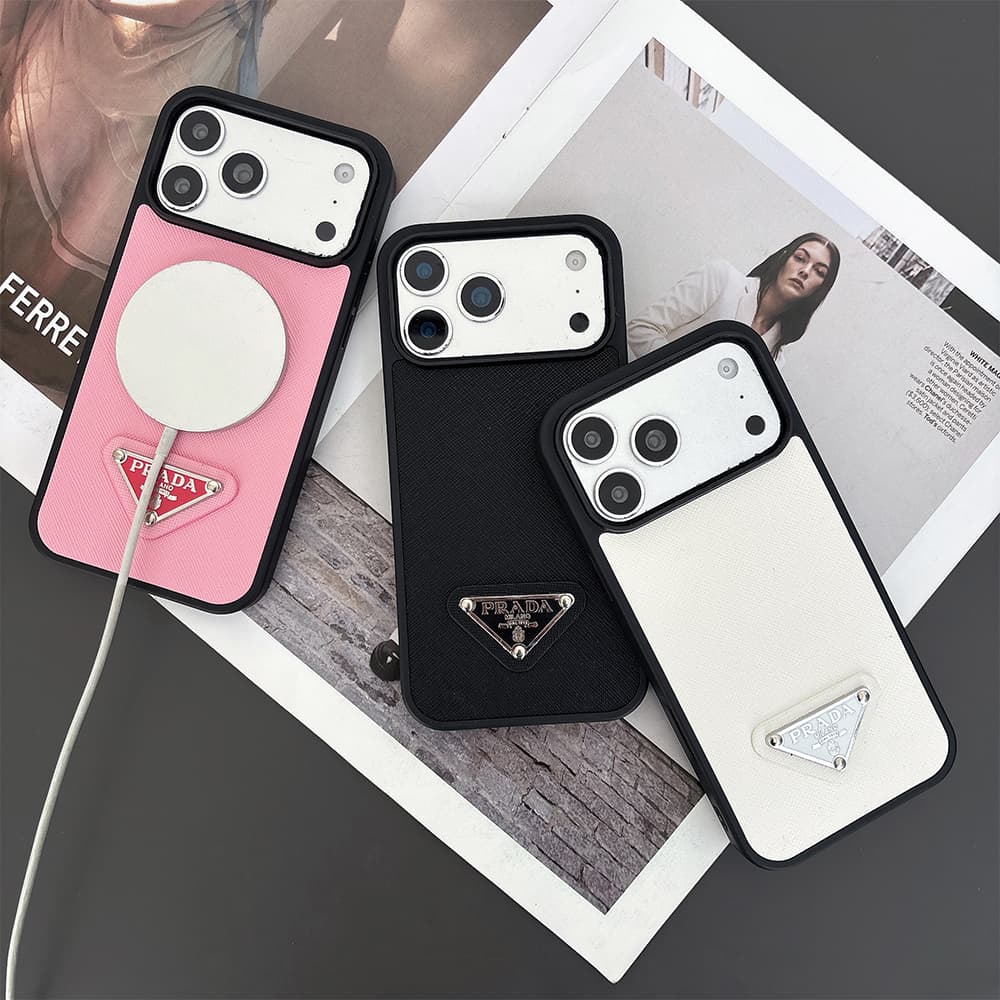 Prada MagSafe Saffiano Leather Triangle Logo iPhone Case