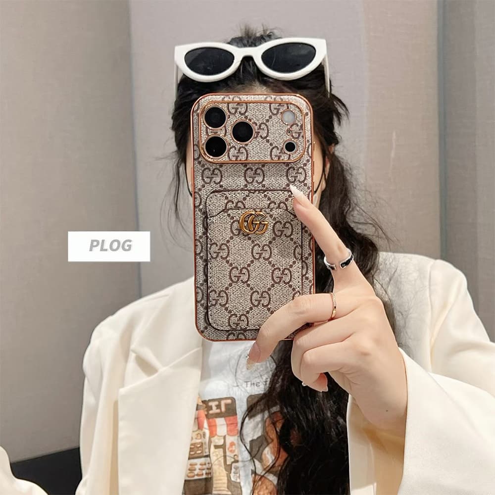 Louis Vuitton & Gucci Card Slot Leather iPhone Case