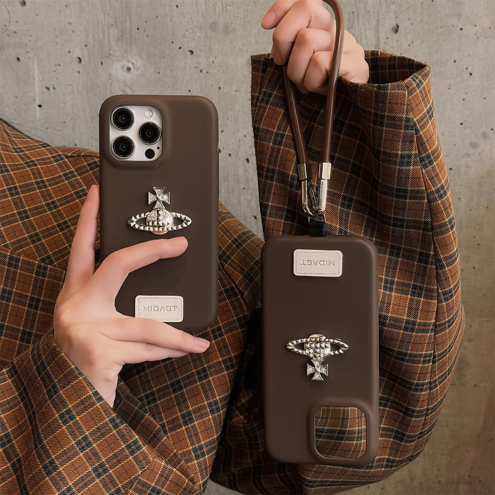 Vivienne Westwood Orb Brooch Leather Punk iPhone Case