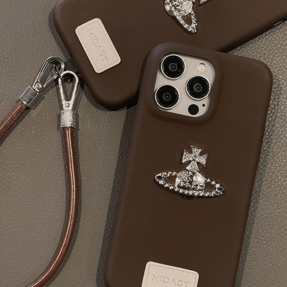 Vivienne Westwood Orb Brooch Leather Punk iPhone Case