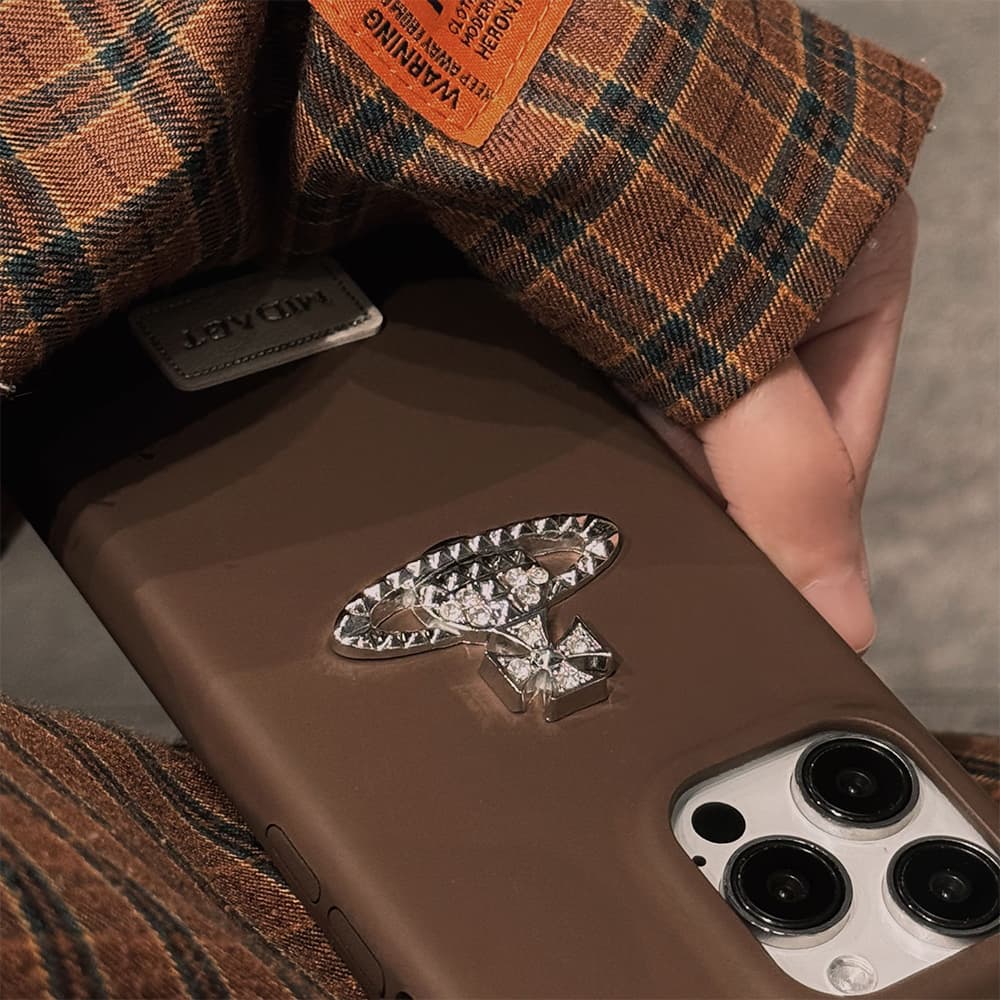 Vivienne Westwood Orb Brooch Leather Punk iPhone Case