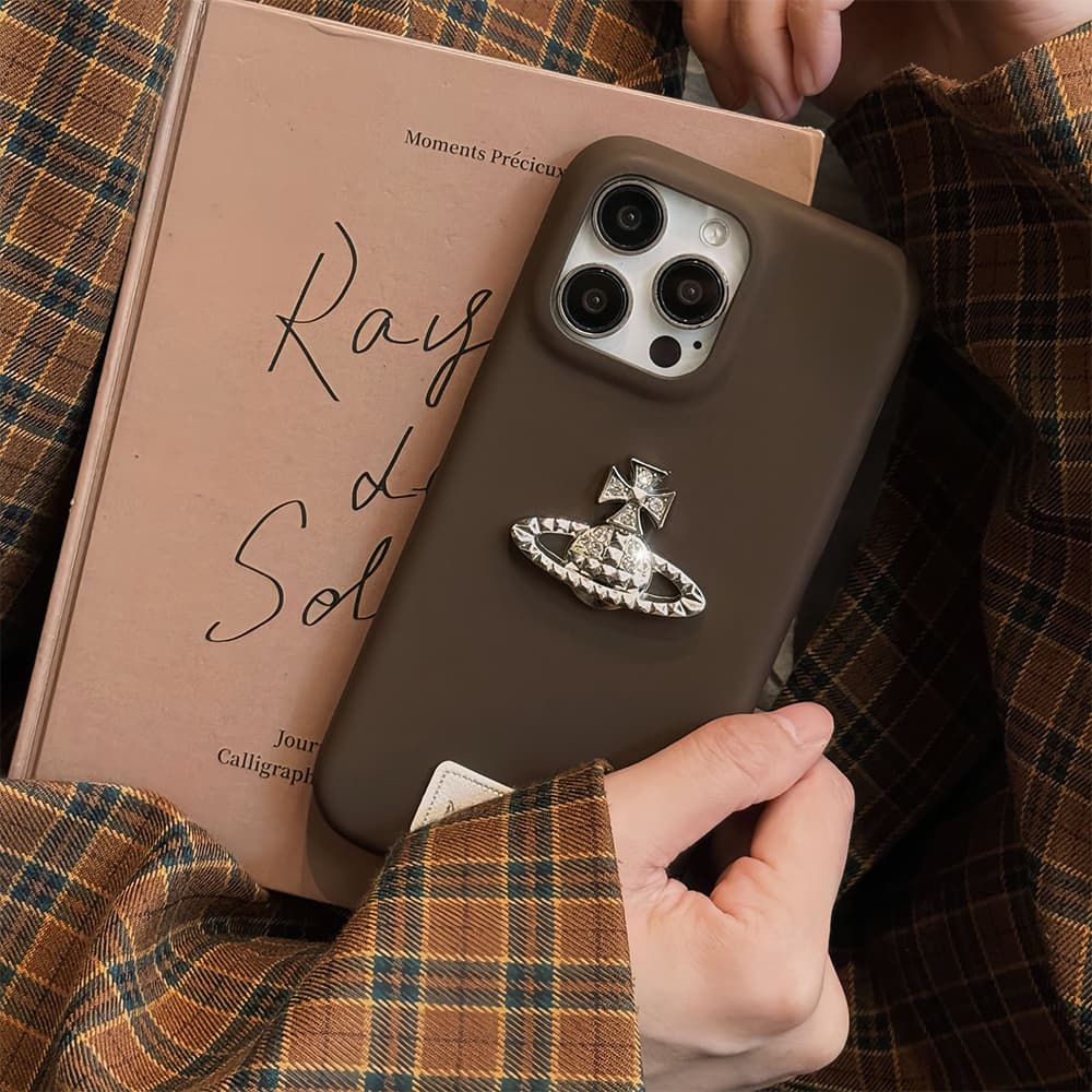 Vivienne Westwood Orb Brooch Leather Punk iPhone Case