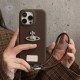 Vivienne Westwood Orb Brooch Leather Punk iPhone Case
