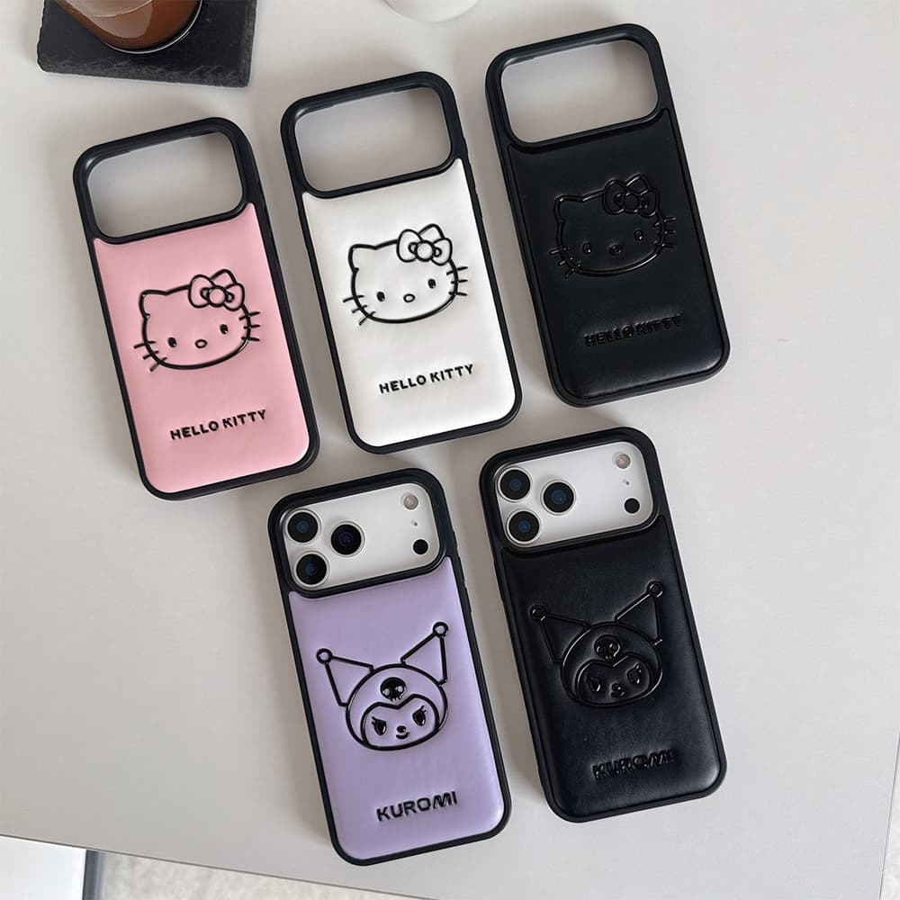 Hello Kitty & Kuromi Leather Embossed iPhone Case