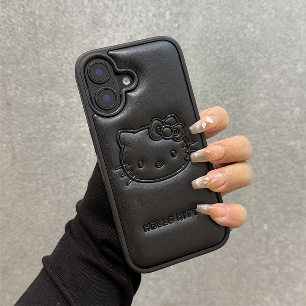 Hello Kitty & Kuromi Leather Embossed iPhone Case