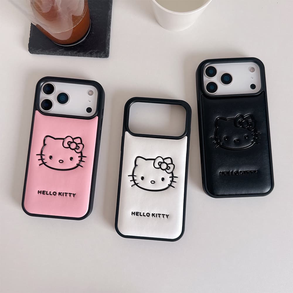 Hello Kitty & Kuromi Leather Embossed iPhone Case