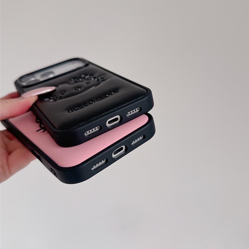 Hello Kitty & Kuromi Leather Embossed iPhone Case