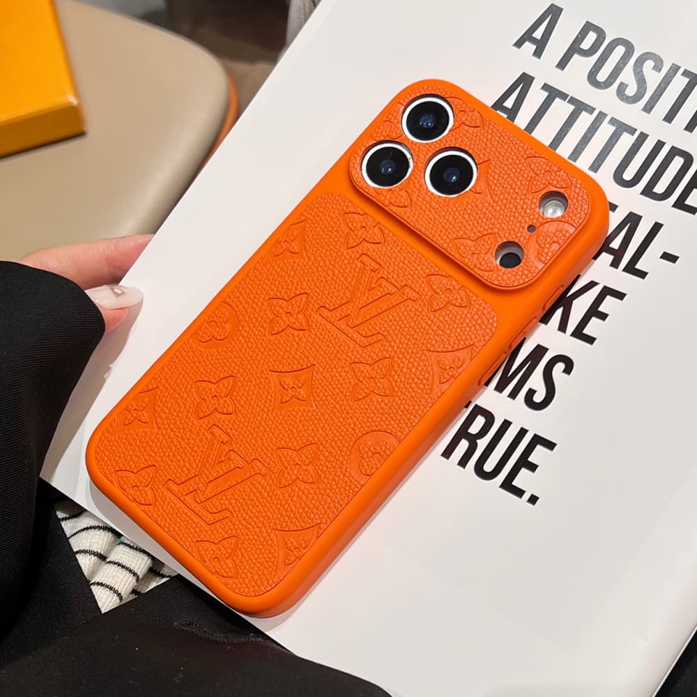 LV & Gucci Large Window Camera Orange Monogram iPhone Case