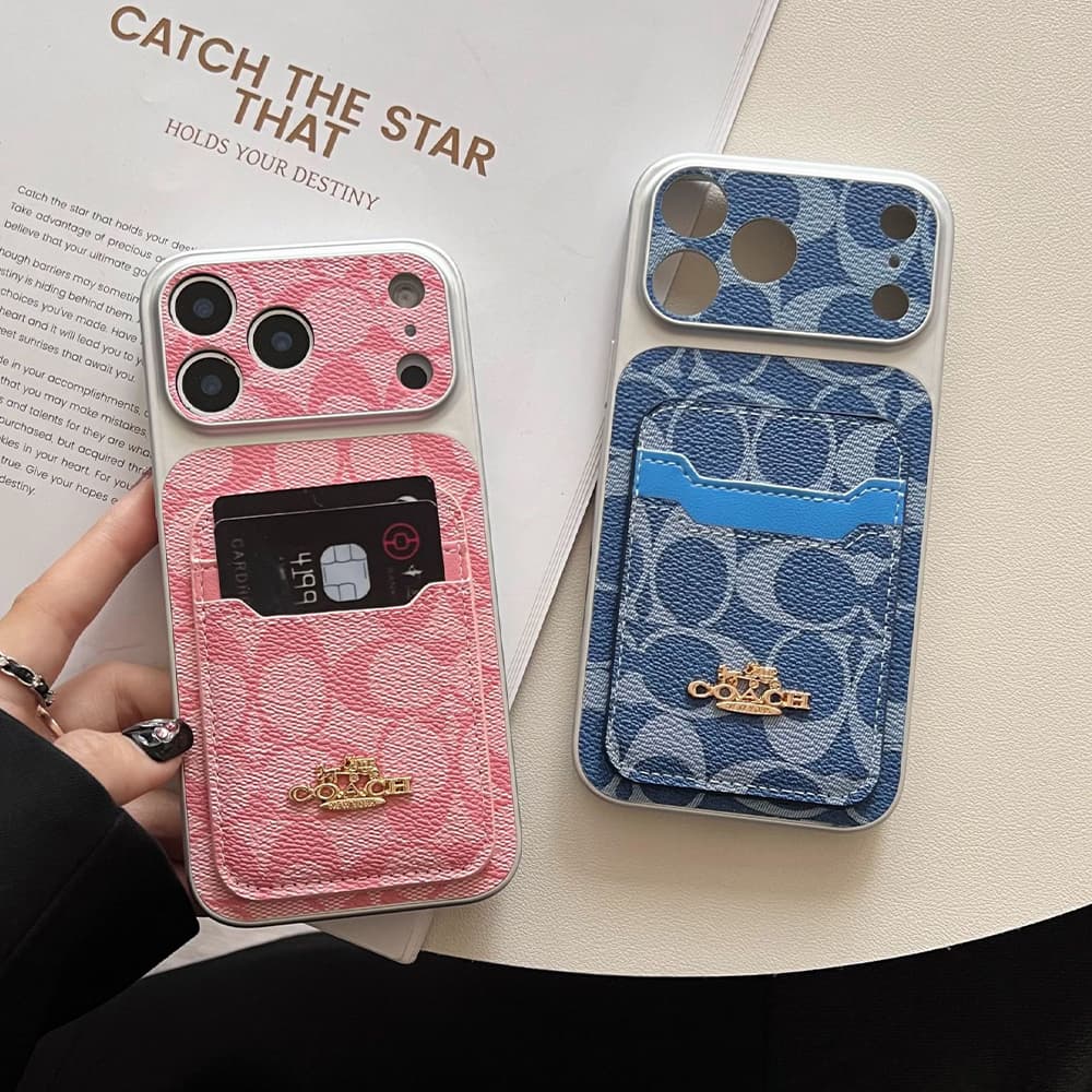 Coach Large Window Camera Dual Card Slot Signature C iPhone Case