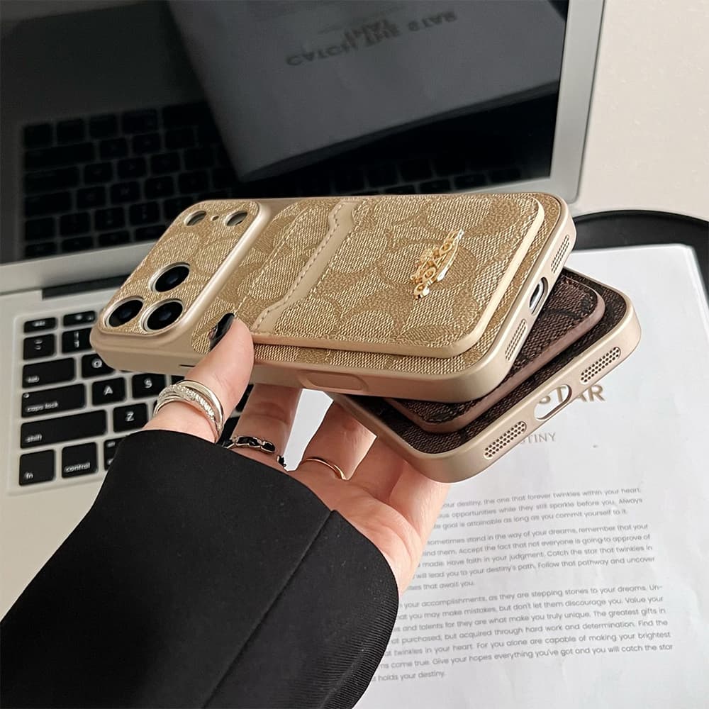Coach Large Window Camera Dual Card Slot Signature C iPhone Case
