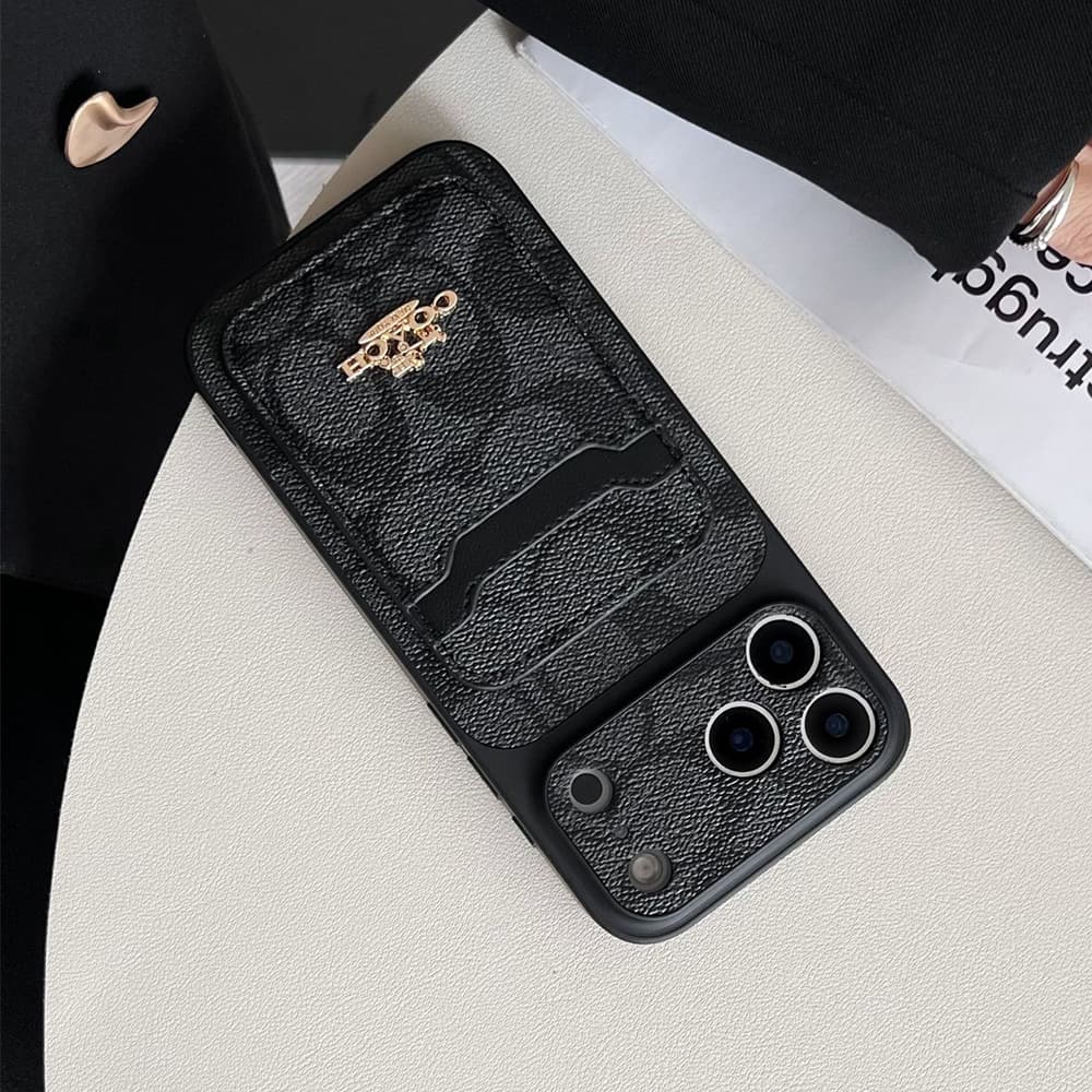 Coach Large Window Camera Dual Card Slot Signature C iPhone Case
