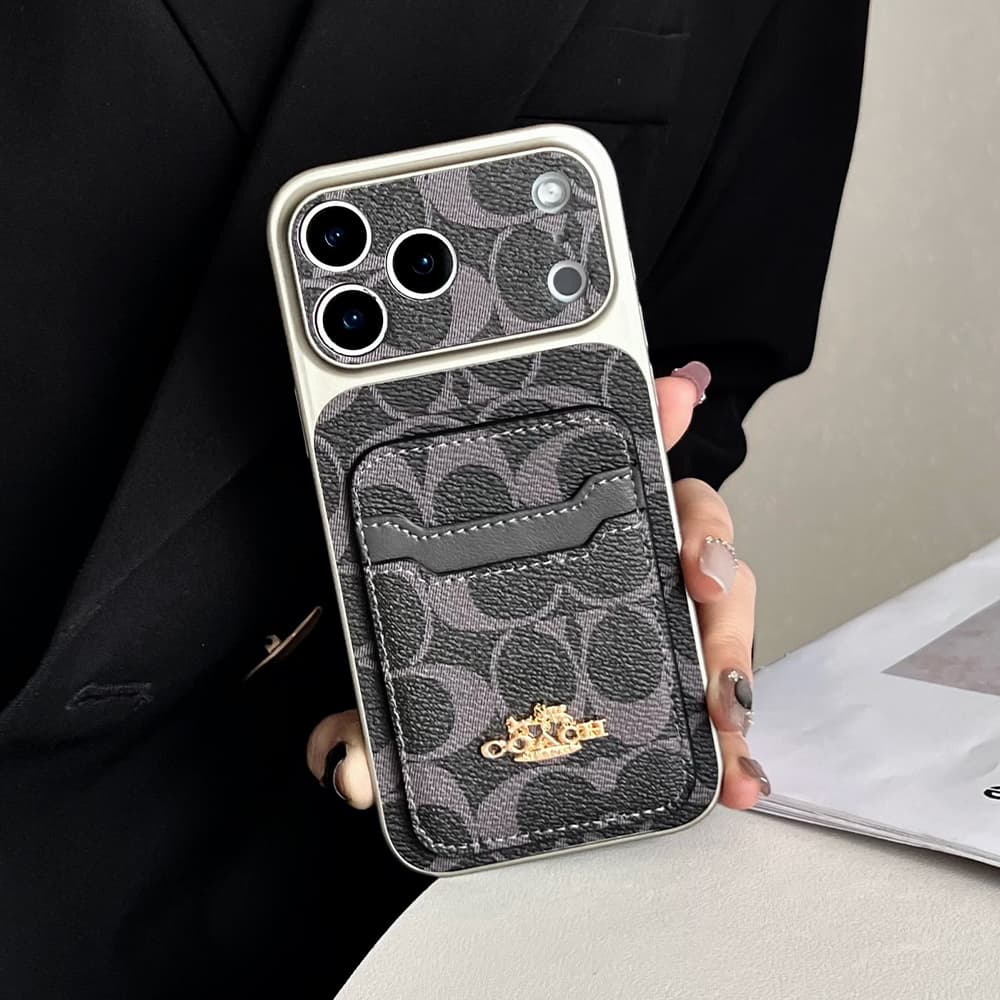 Coach Large Window Camera Dual Card Slot Signature C iPhone Case