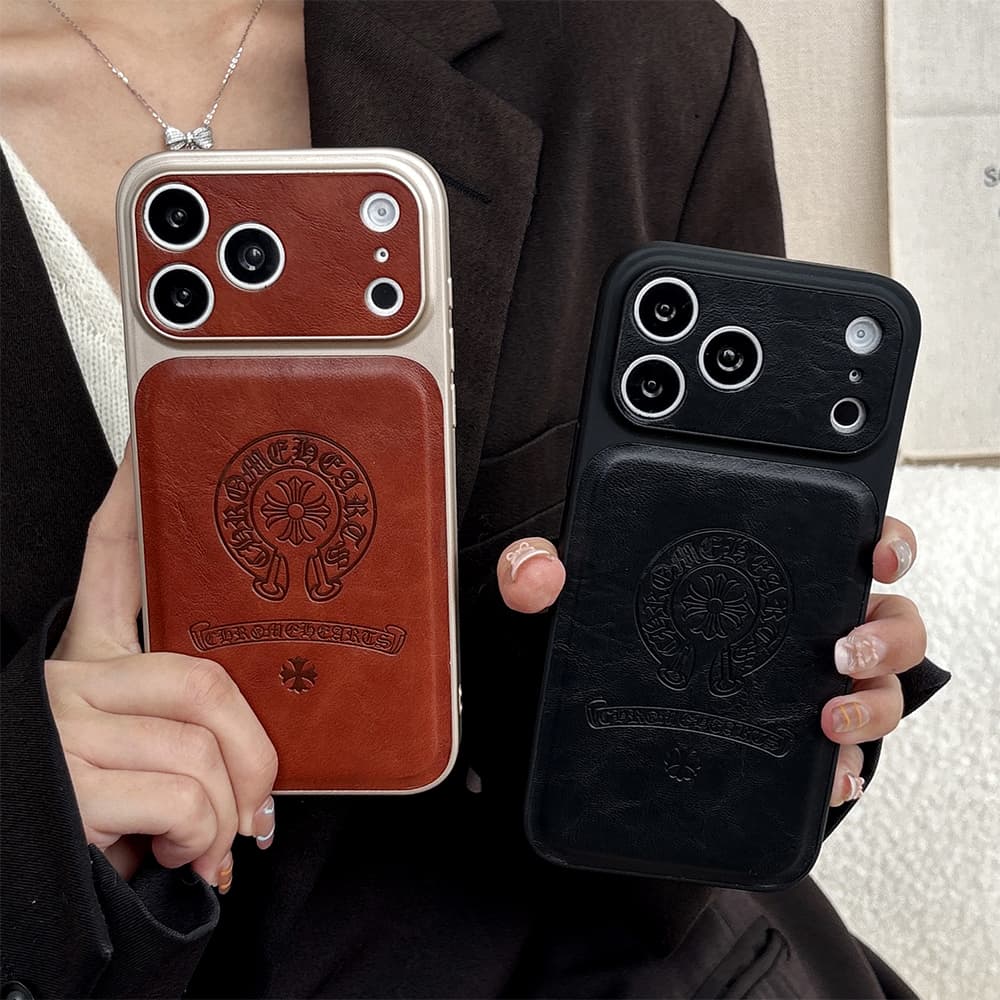 Chrome Hearts Large Window Camera Gothic Cross Embossed iPhone Case