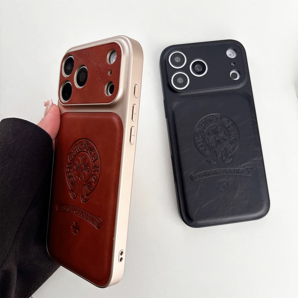 Chrome Hearts Large Window Camera Gothic Cross Embossed iPhone Case