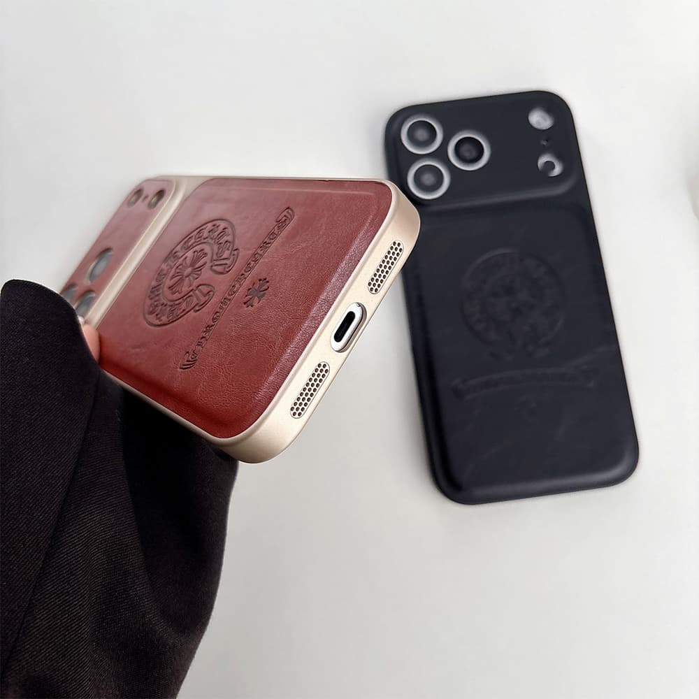 Chrome Hearts Large Window Camera Gothic Cross Embossed iPhone Case
