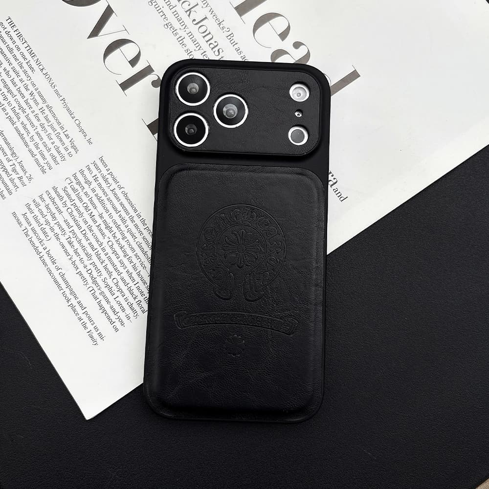 Chrome Hearts Large Window Camera Gothic Cross Embossed iPhone Case