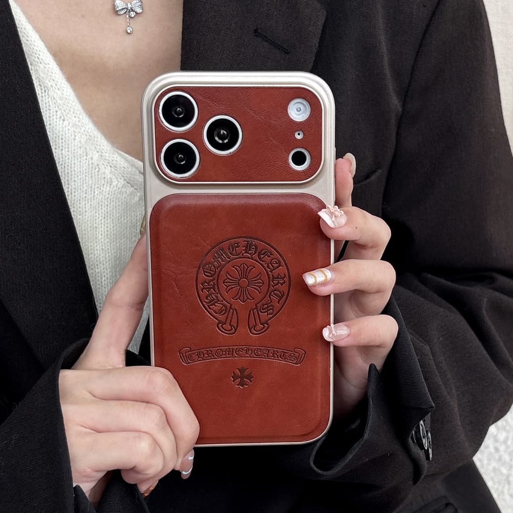 Chrome Hearts Large Window Camera Gothic Cross Embossed iPhone Case