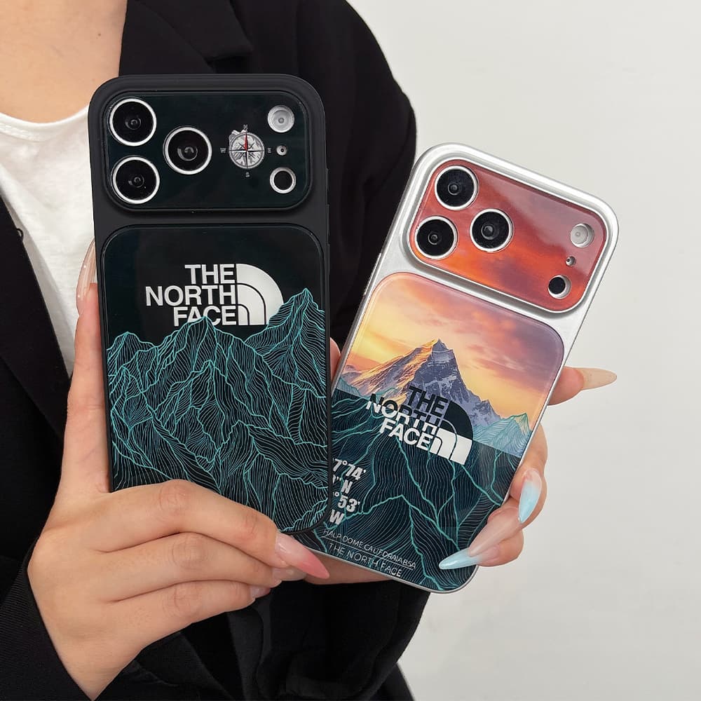 The North Face Large Window Camera Topographic Mountain Print Acrylic iPhone Case