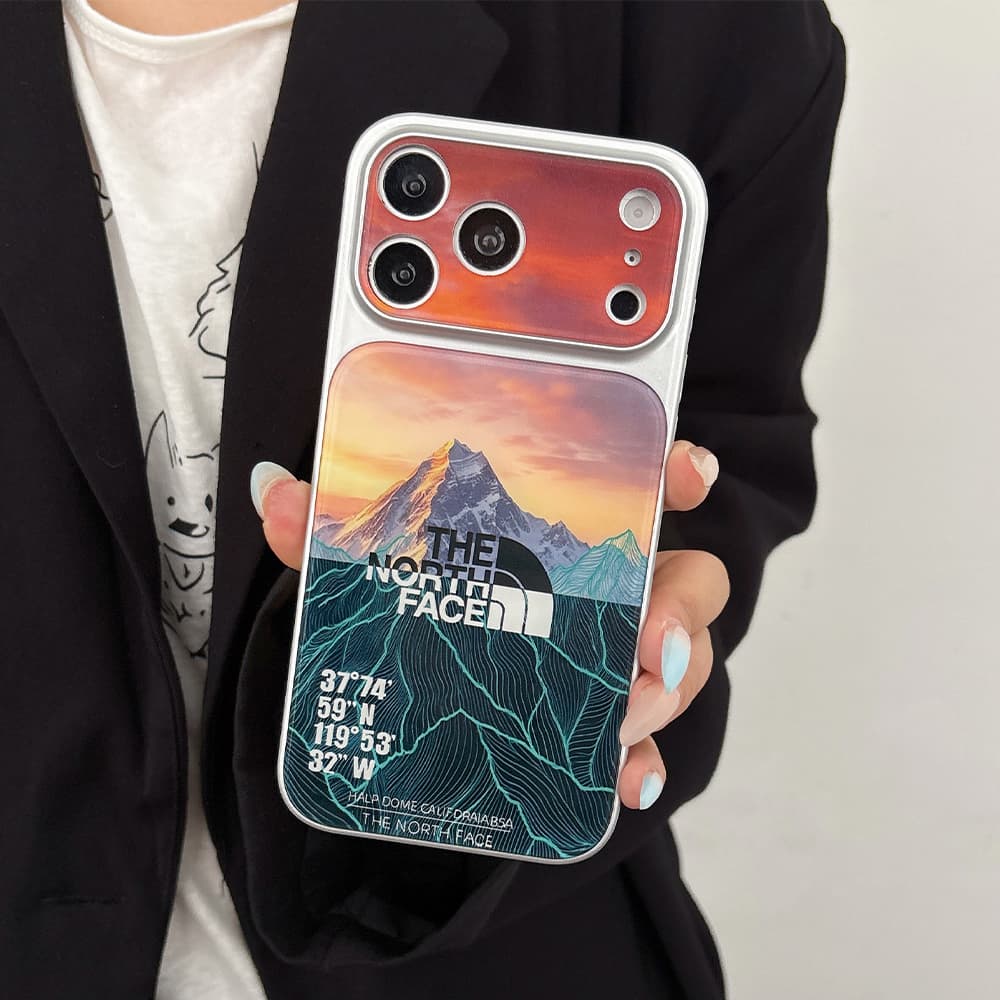 The North Face Large Window Camera Topographic Mountain Print Acrylic iPhone Case
