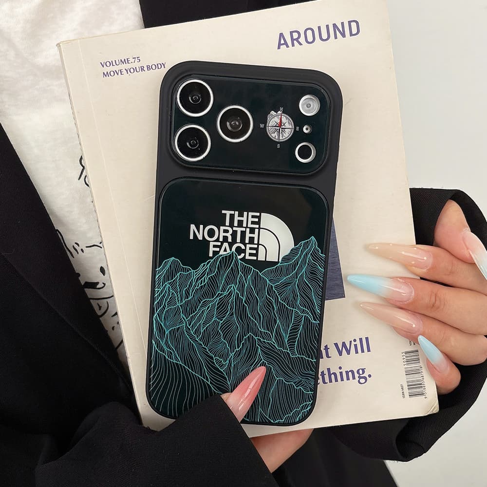The North Face Large Window Camera Topographic Mountain Print Acrylic iPhone Case