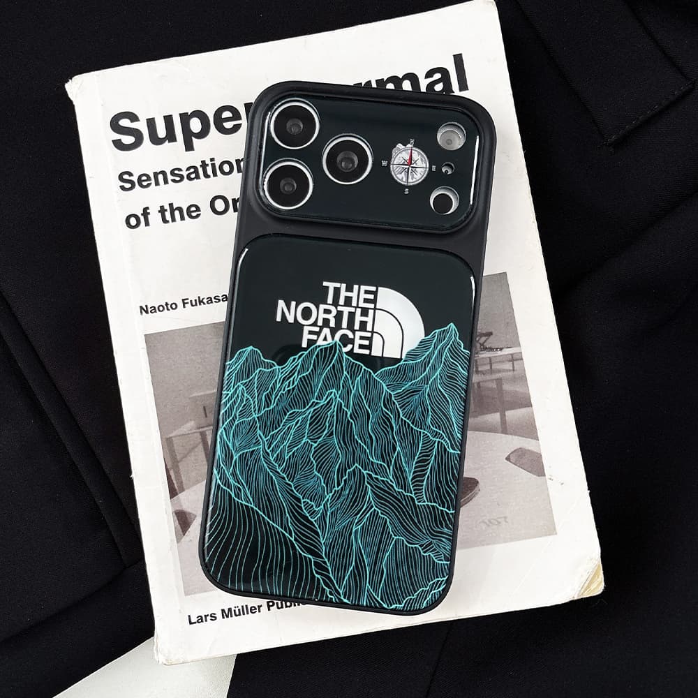 The North Face Large Window Camera Topographic Mountain Print Acrylic iPhone Case