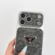 Prada Large Window Camera Leopard Leather iPhone Case