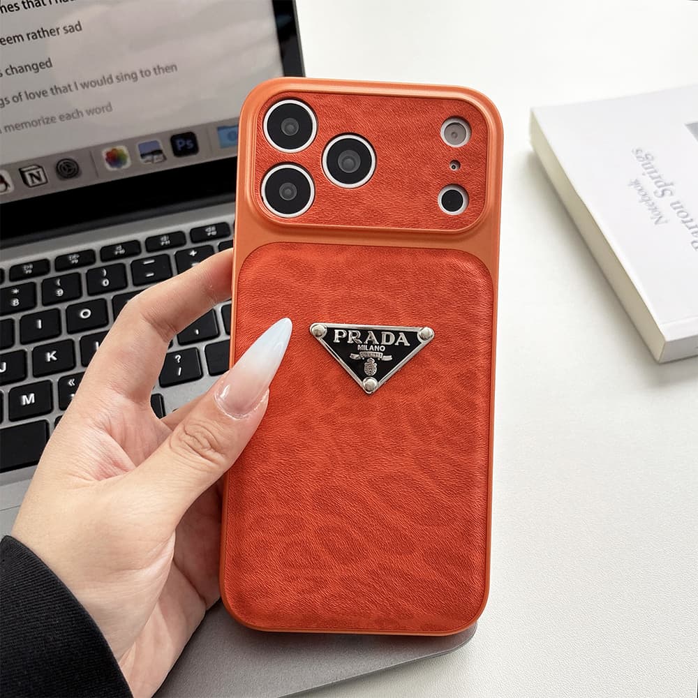 Prada Large Window Camera Leopard Leather iPhone Case