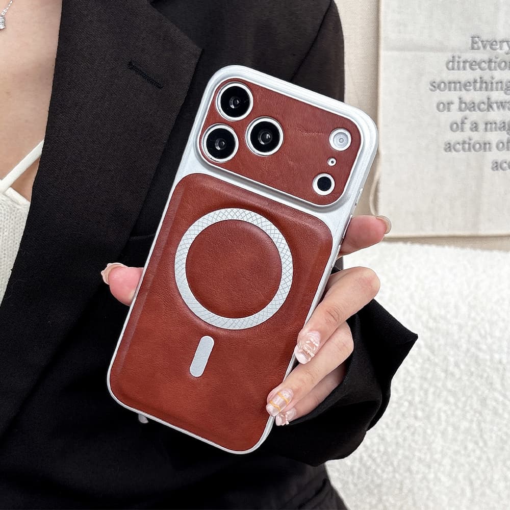 Large Window Camera Pro Look – MagSafe Retro Leather iPhone Case