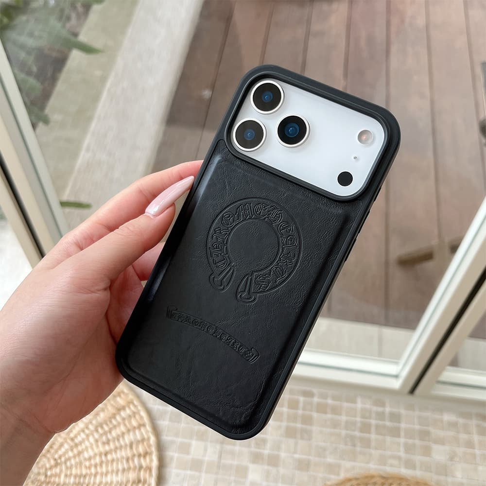 Chrome Hearts MagSafe Gothic Cross Embossed Leather iPhone Case