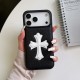 Chrome Hearts 3D Cross Patch Leather Contrast Stitch iPhone Case