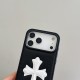 Chrome Hearts 3D Cross Patch Leather Contrast Stitch iPhone Case