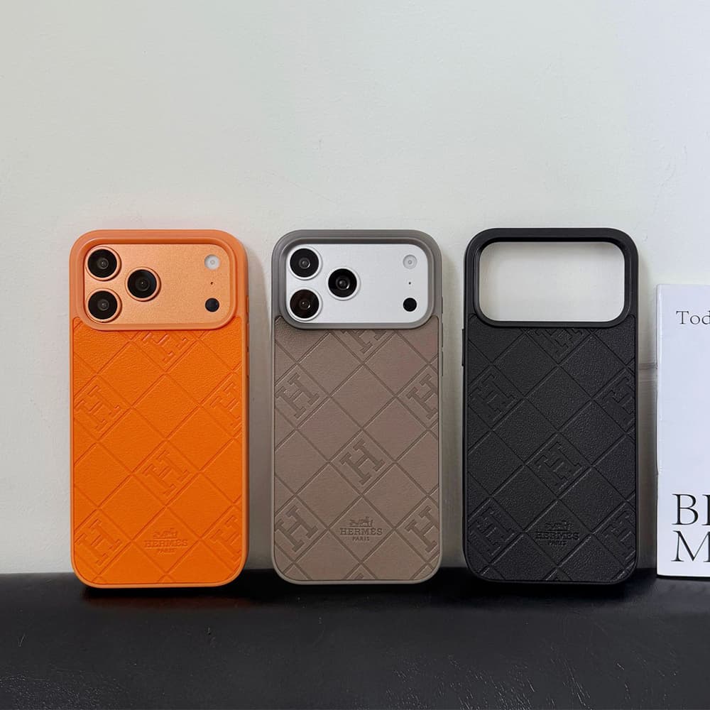 Hermès H Quilted Embossed Leather Full-Body iPhone Case