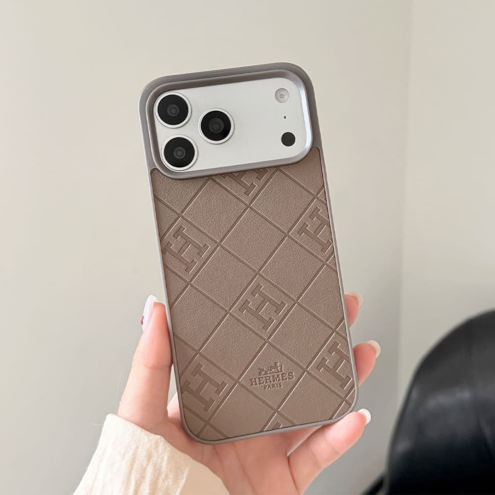 Hermès H Quilted Embossed Leather Full-Body iPhone Case