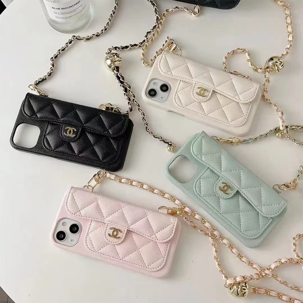 Chanel Quilted CC Card Slot Chain Crossbody iPhone Case