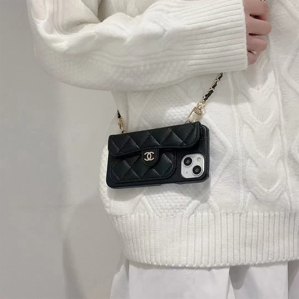 Chanel Quilted CC Card Slot Chain Crossbody iPhone Case