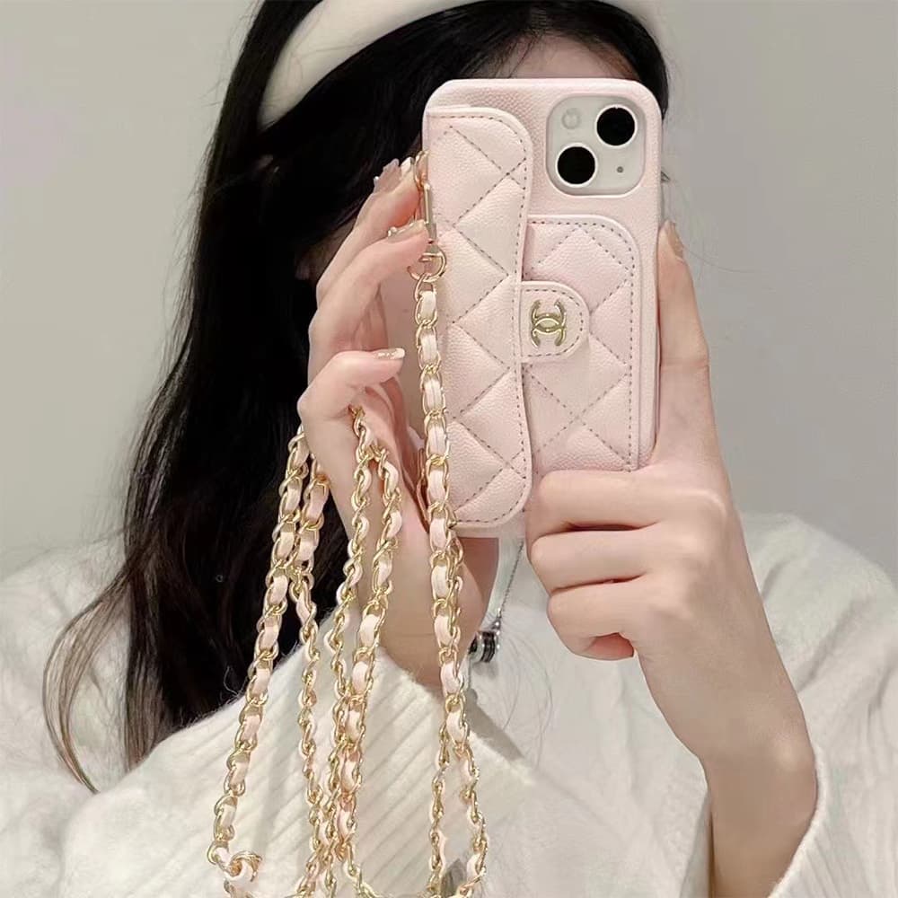 Chanel Quilted CC Card Slot Chain Crossbody iPhone Case