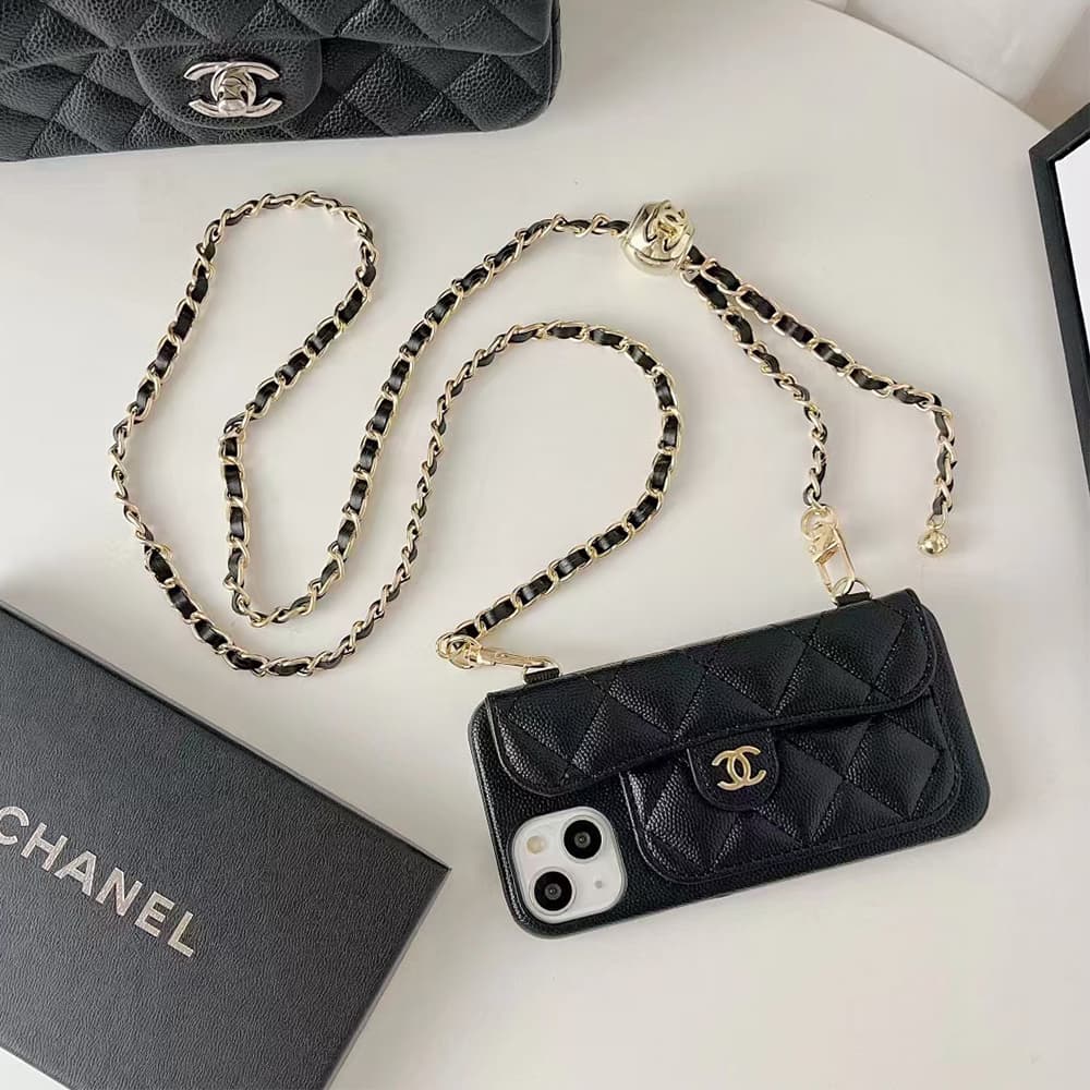 Chanel Quilted CC Card Slot Chain Crossbody iPhone Case
