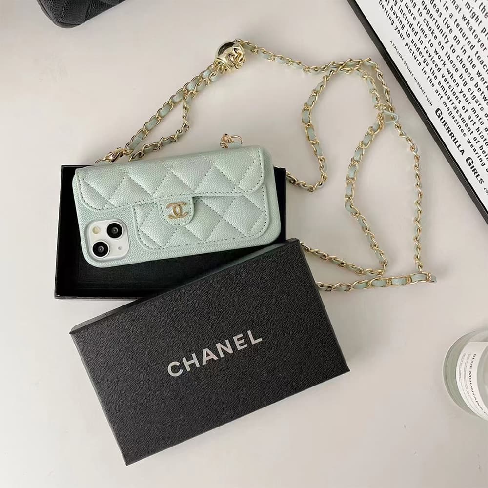 Chanel Quilted CC Card Slot Chain Crossbody iPhone Case