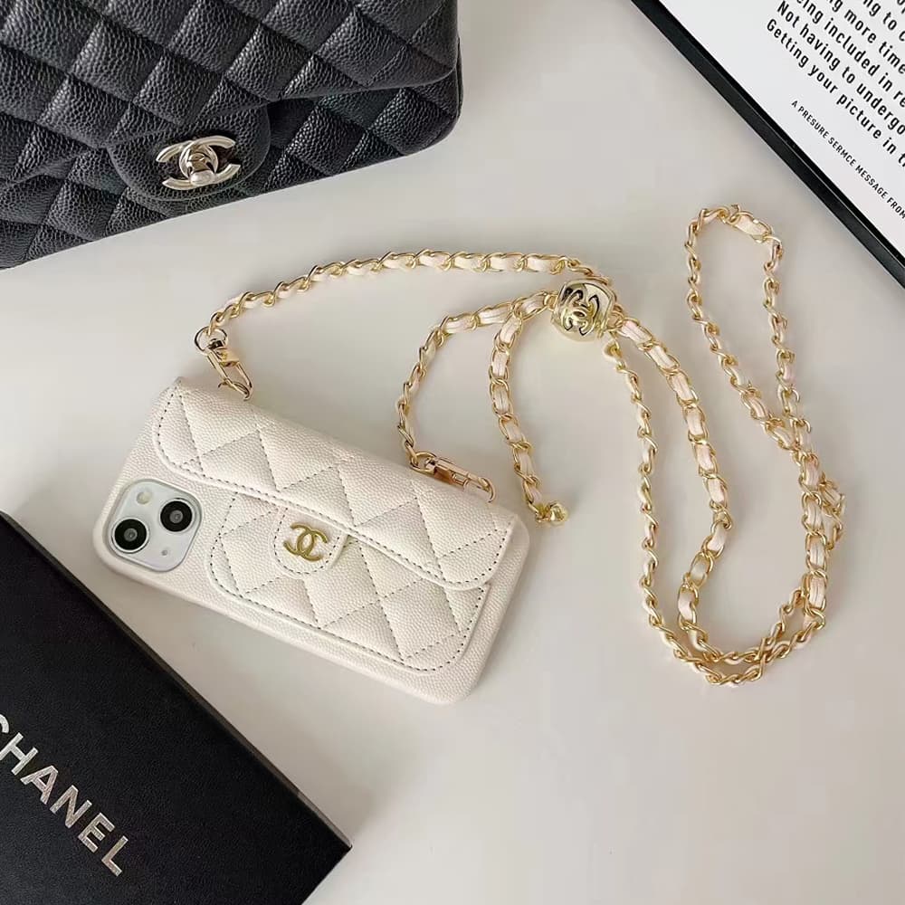 Chanel Quilted CC Card Slot Chain Crossbody iPhone Case