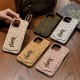 YSL Leopard Print Card Slot Leather iPhone Case