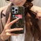 YSL Leopard Print Card Slot Leather iPhone Case