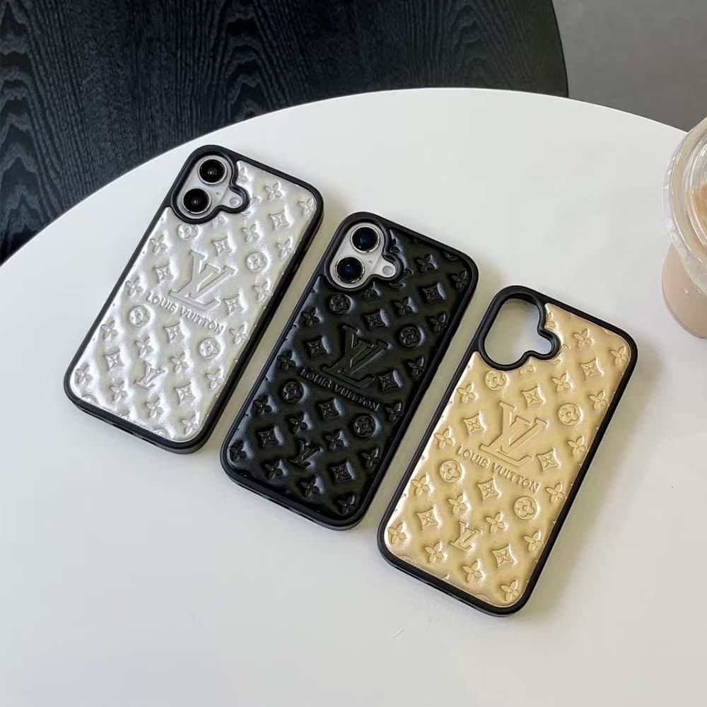 Louis Vuitton Monogram Embossed Metallic Leather iPhone Case