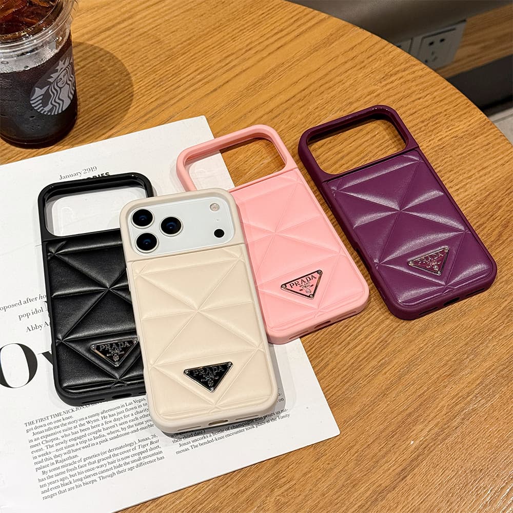Prada Quilted Padded Leather Triangle Logo iPhone Case