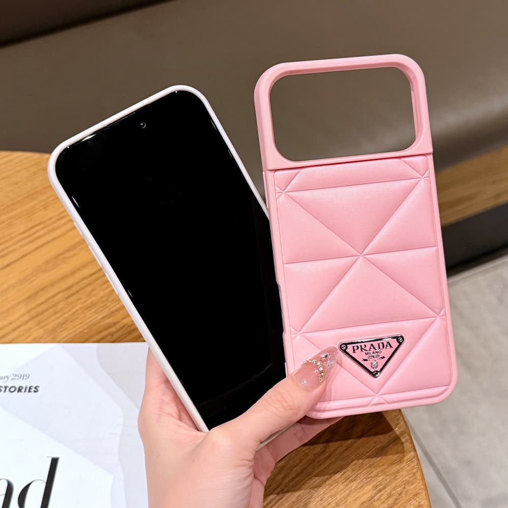 Prada Quilted Padded Leather Triangle Logo iPhone Case