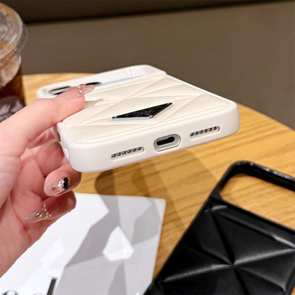 Prada Quilted Padded Leather Triangle Logo iPhone Case