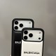 Balenciaga Minimalist Logo Embossed Leather iPhone Case