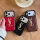 YSL Chevron Quilted Leather Logo iPhone Case